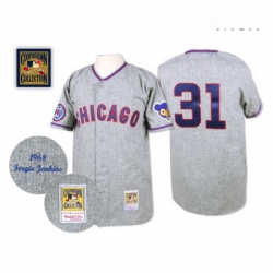 Mens Mitchell and Ness 1968 Chicago Cubs 31 Fergie Jenkins Authentic Grey Throwback MLB Jersey