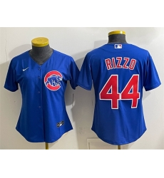 Women Chicago Cubs  44 Anthony Rizzo Royal Stitched Baseball Jersey Run Small 