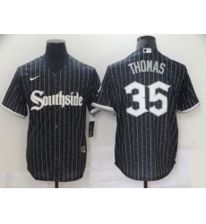 Men Chicago White Sox 35 Frank Thomas Black 2021 City Connect Stitched MLB Cool Base Nike Jersey