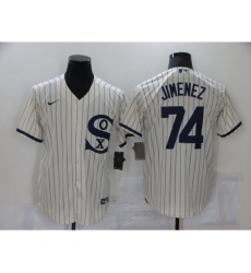 Men Nike Chicago White Sox 74 Eloy Jimenez Cream Game 2021 Field of Dreams Jersey