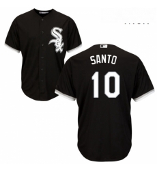 Mens Majestic Chicago White Sox 10 Ron Santo Replica Black Alternate Home Cool Base MLB Jersey