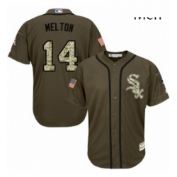 Mens Majestic Chicago White Sox 14 Bill Melton Replica Green Salute to Service MLB Jersey