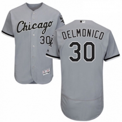 Mens Majestic Chicago White Sox 30 Nicky Delmonico Grey Road Flex Base Authentic Collection MLB Jersey