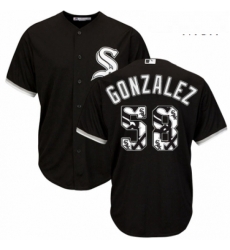 Mens Majestic Chicago White Sox 58 Miguel Gonzalez Authentic Black Team Logo Fashion Cool Base MLB Jersey 