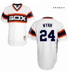 Mens Mitchell and Ness 1983 Chicago White Sox 24 Early Wynn Authentic White Throwback MLB Jersey