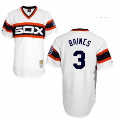 Mens Mitchell and Ness Chicago White Sox 3 Harold Baines Replica White Throwback MLB Jersey