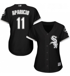 Womens Majestic Chicago White Sox 11 Luis Aparicio Authentic Black Alternate Home Cool Base MLB Jersey