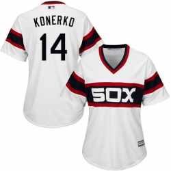 Womens Majestic Chicago White Sox 14 Paul Konerko Authentic White 2013 Alternate Home Cool Base MLB Jersey