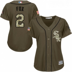 Womens Majestic Chicago White Sox 2 Nellie Fox Authentic Green Salute to Service MLB Jersey