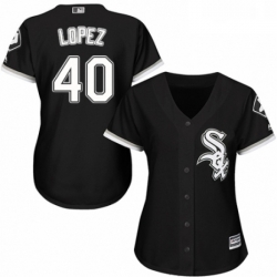 Womens Majestic Chicago White Sox 40 Reynaldo Lopez Authentic Black Alternate Home Cool Base MLB Jersey 