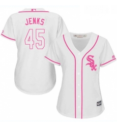 Womens Majestic Chicago White Sox 45 Bobby Jenks Authentic White Fashion Cool Base MLB Jersey