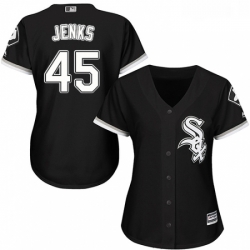 Womens Majestic Chicago White Sox 45 Bobby Jenks Replica Black Alternate Home Cool Base MLB Jersey