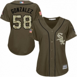 Womens Majestic Chicago White Sox 58 Miguel Gonzalez Authentic Green Salute to Service MLB Jersey 