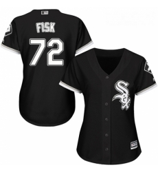 Womens Majestic Chicago White Sox 72 Carlton Fisk Replica Black Alternate Home Cool Base MLB Jersey