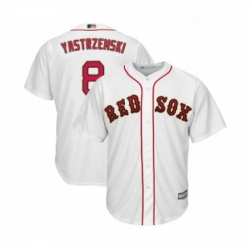 Youth Boston Red Sox 8 Carl Yastrzemski Authentic White 2019 Gold Program Cool Base Baseball Jersey