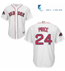 Youth Majestic Boston Red Sox 24 David Price Authentic White Home Cool Base 2018 World Series Champions MLB Jersey