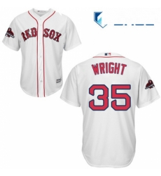 Youth Majestic Boston Red Sox 35 Steven Wright Authentic White Home Cool Base 2018 World Series Champions MLB Jersey