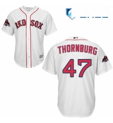 Youth Majestic Boston Red Sox 47 Tyler Thornburg Authentic White Home Cool Base 2018 World Series Champions MLB Jersey