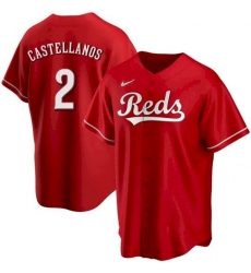 Men Cincinnati Reds 2 Nick Castellanos Red 2021 Replica Alternate Jersey