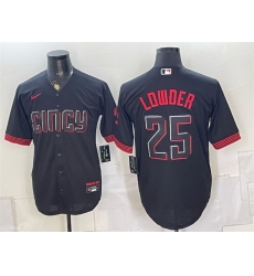 Men Cincinnati Reds 25 Rhett Lowder Black City Connect Cool Base Stitched Baseball Jersey Men Cincinnati Reds 25 Rhett Lowder Black City Connect Cool Base Stitched Baseball Jersey
