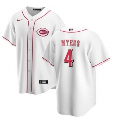 Men Cincinnati Reds 4 Wil Myers White Cool Base Stitched Baseball Jersey