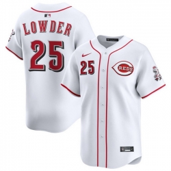 Men Cincinnati Reds Nike White Home Limited Custom Jersey Lowder Rhett 25
