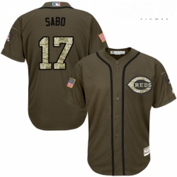 Mens Majestic Cincinnati Reds 17 Chris Sabo Replica Green Salute to Service MLB Jersey