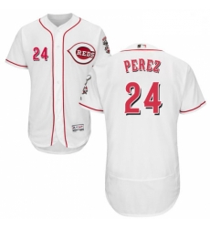 Mens Majestic Cincinnati Reds 24 Tony Perez White Home Flex Base Authentic Collection MLB Jersey