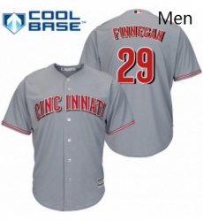 Mens Majestic Cincinnati Reds 29 Brandon Finnegan Replica Grey Road Cool Base MLB Jersey