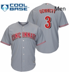 Mens Majestic Cincinnati Reds 3 Scooter Gennett Replica Grey Road Cool Base MLB Jersey 