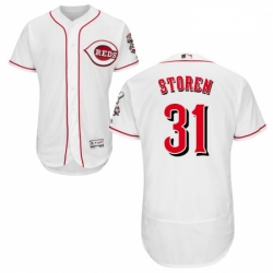 Mens Majestic Cincinnati Reds 31 Drew Storen White Flexbase Authentic Collection MLB Jersey