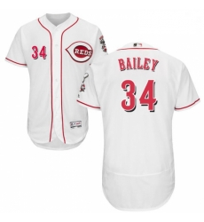 Mens Majestic Cincinnati Reds 34 Homer Bailey White Home Flex Base Authentic Collection MLB Jersey