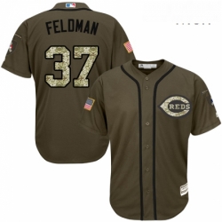 Mens Majestic Cincinnati Reds 37 Scott Feldman Authentic Green Salute to Service MLB Jersey