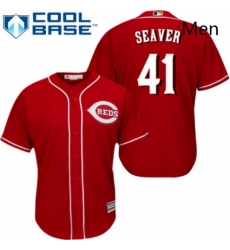 Mens Majestic Cincinnati Reds 41 Tom Seaver Replica Red Alternate Cool Base MLB Jersey 