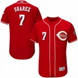 Mens Majestic Cincinnati Reds 7 Eugenio Suarez Red Alternate Flex Base Authentic Collection MLB Jersey