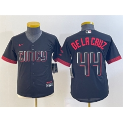 Women Cincinnati Reds 44 Elly De La Cruz Black 2023 City Connect Stitched Baseball Jersey