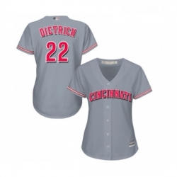 Womens Cincinnati Reds 22 Derek Dietrich Replica Grey Road Cool Base Baseball Jersey 