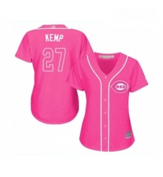 Womens Cincinnati Reds 27 Matt Kemp Replica Pink Fashion Cool Base Baseball Jersey 