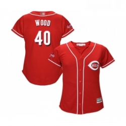 Womens Cincinnati Reds 40 Alex Wood Replica Red Alternate Cool Base Baseball Jersey 