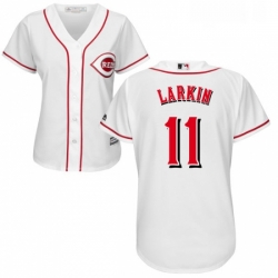 Womens Majestic Cincinnati Reds 11 Barry Larkin Authentic White Home Cool Base MLB Jersey