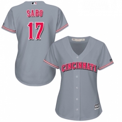 Womens Majestic Cincinnati Reds 17 Chris Sabo Authentic Grey Road Cool Base MLB Jersey