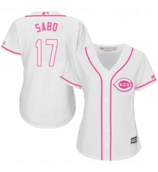 Womens Majestic Cincinnati Reds 17 Chris Sabo Authentic White Fashion Cool Base MLB Jersey