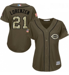 Womens Majestic Cincinnati Reds 21 Michael Lorenzen Authentic Green Salute to Service MLB Jersey