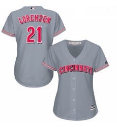 Womens Majestic Cincinnati Reds 21 Michael Lorenzen Authentic Grey Road Cool Base MLB Jersey