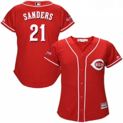 Womens Majestic Cincinnati Reds 21 Reggie Sanders Authentic Red Alternate Cool Base MLB Jersey