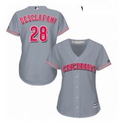 Womens Majestic Cincinnati Reds 28 Anthony DeSclafani Authentic Grey Road Cool Base MLB Jersey