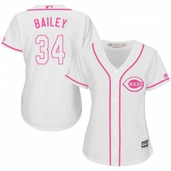 Womens Majestic Cincinnati Reds 34 Homer Bailey Replica White Fashion Cool Base MLB Jersey