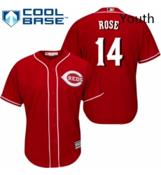 Youth Majestic Cincinnati Reds 14 Pete Rose Replica Red Alternate Cool Base MLB Jersey