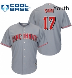 Youth Majestic Cincinnati Reds 17 Chris Sabo Authentic Grey Road Cool Base MLB Jersey