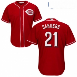 Youth Majestic Cincinnati Reds 21 Reggie Sanders Authentic Red Alternate Cool Base MLB Jersey